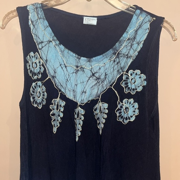 Asha bohemian tye dye dress in black and light blue with embroidery size Free - Picture 2 of 8
